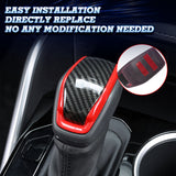 Carbon Fiber Black & Red Auto Gear Shift Knob Trim For Toyota Highlander 2020-UP