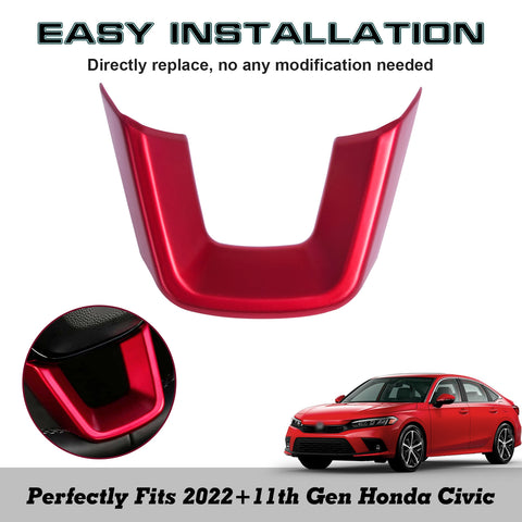 Red Inner Steering Wheel Lip Decoration Cover Trim For Honda Civic 11th Gen 2022