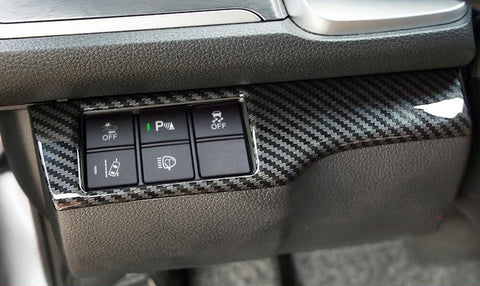 ABS Carbon Fiber Headlight Switch Button Panel Frame Cover Trim for Honda Civic 2016-2019