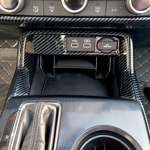 Carbon Fiber Look Center Console Cigarette Lighter Cover For Honda Civic 2022-up