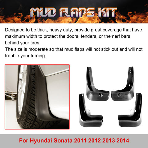 4pieces Car Mudguard Fender Mud Flaps Splash Guards For Hyundai Sonata 2011-2014