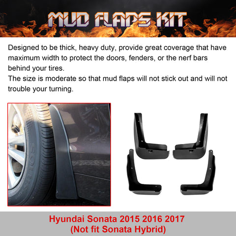 OE Fit Mud Flaps Splash Guards w/Screws For Hyundai Sonata 2015 2016 2017 Sedan