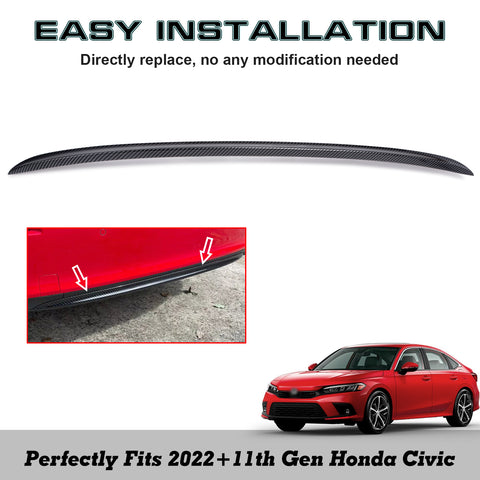 Carbon Fiber Pattern Rear Bumper Lip Cover Trim For Honda Civic 11th Gen 2022