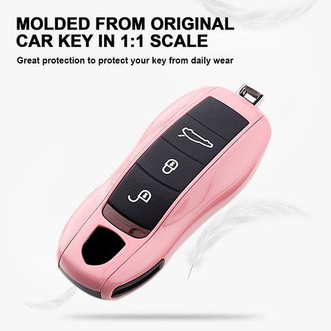 Gloss Pink ABS Smart Key Fob Cover Holder For Porsche Macan Carrera 911 Cayenne