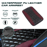 Xotic Tech Center Console Armrest Seat Box Cover Pad, Leather Cushion w/Flexible Elastic Band, Universal Accessories for Most Cars, SUV, Truck (Black & Wine Red 12.60"x7.48")