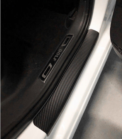 4 x Car Carbon Fiber Pattern Door Sill Pedal Protector Sticker Anti-Scratch Decal