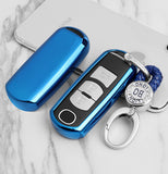 TPU Key Fob Cover Case Key Protective Shell for Mazda 2 3 5 6 8 CX3 CX5 CX7 CX9 MX5 Smart Remote Key 2/3/4-Button, Blue