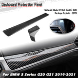 2X Interior Carbon Fiber Texture Dashboard Strip Trim For BMW G20 G21 2019-2021