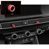 5PCS Centre Console AC Air Vent Knob Trim + GPS Navigation Knob Ring Cover Decoration Combo Kit Compatible with Honda Civic 11th Gen 2022 (Red)