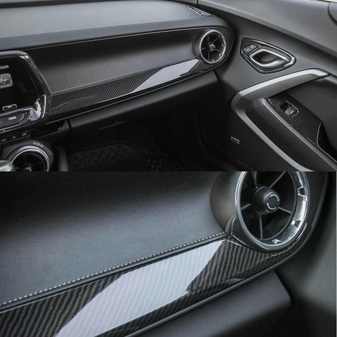 Carbon Fiber Dashboard Console Panel Strip Cover Molding Trim Overlay for Chevrolet Camaro 2016-2024