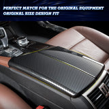 Interior Central Armrest Box Panel Cover Trim, Carbon Fiber Pattern, Compatible with BMW 5 Series F10 F11 2011-2016 (2pcs)