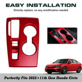 1PC Gloss Red Interior Gear Shift Box Molding Decor Trim For Honda Civic 11th 2022+