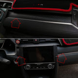 Carbon Fiber Style Center Dashboard Console Panel Vinyl Decal Trim Sticker Molding for Honda Civic 2016 2017 2018 2019 2020