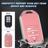 Pink Soft TPU Leather Full Protect Key Fob Cover Case For Honda Civic 2014-2017