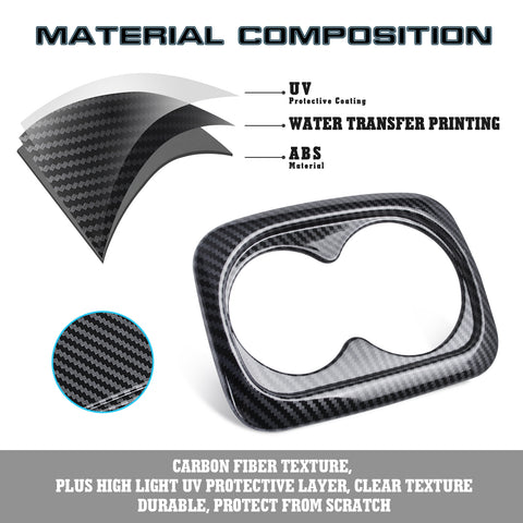 Carbon Fiber Pattern Water Cup Holder Frame Cover Trim For Honda Civic 2016-2022