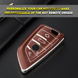 1Pc Brown Anti-Fingerprint Remote Control Keyless Cover Case Protector For BMW