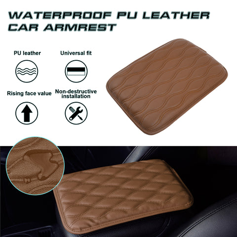 Brown Car Accessories Armrest Cushion Cover Center Box Pad Protector Universal