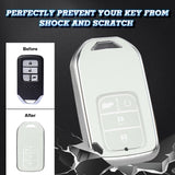 White Soft TPU Leather Full Protect Key Fob Cover Case For Honda Civic 2015-2021