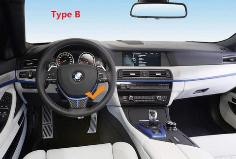 Carbon Fiber ///M Color Steering Wheel Trim Decal Decor Sticker for BMW 5 Series GT F07 F10 3.34’’ x 2.16’’/ 3.46’’ x 1.69’’