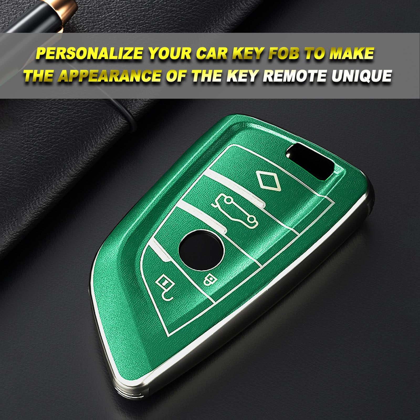 Bqepe for BMW Key Fob Cover Keychain Fit for BMW 2 5 6 7 Series X1 X2 X3 X5  X6 Smart Key Shell Case (Black)