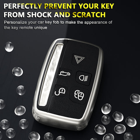 Key Fob Cover for Range Rover Evoque Velar Discovery Sport Land Rover LR2 LR4 Freelander,Jaguar XF XJ XE F-PACE F-TYPE 5 Buttons,Soft TPU Protective Key Shell Case Smart Remote Entry,Black