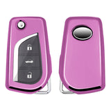 Pink TPU Shockproof Flip Key Fob Case For Toyota Auris Corolla Yaris 2/3/4 Button