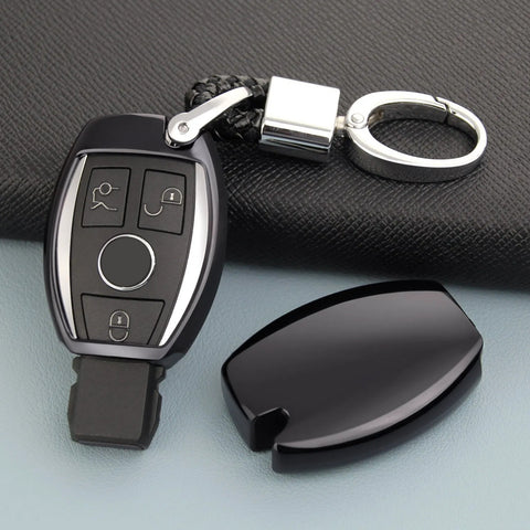 For Mercedes Benz Key Fob Cover, Soft TPU Key Shell Case Protector Compatible with Mercedes Benz C E S M CLS CLK G Class Keyless Entry Smart Remote Key, Black