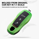 Gloss Green ABS Smart Key Fob Cover Holder w/Keychain For Porsche Macan Carrera 911 Cayenne