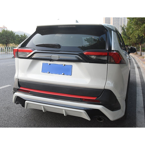 for Toyota RAV4 2019-2024 Rear Trunk Lid Cover Trim, ABS Carbon Fiber Car Tailgate Rear Door Latch Strip Cover Molding