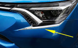 2pcs ABS Chrome Headlight Head Lamp Lower Cover Trim for Toyota RAV4 2016-2018