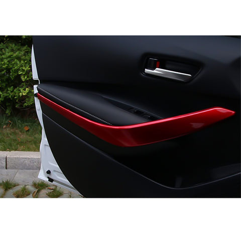 Sporty Style Red Front Side Door Armrest Cover Trim For Toyota Corolla 2020-2023