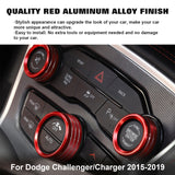 3X Alloy AC Radio Volume Adjust Knob Ring Circle Cover Trim For Dodge Charger Challenger 2015-2019
