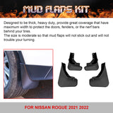 Fender Flares Mud Flaps Splash Guards Accessories Set For Nissan Rogue 2021-2022