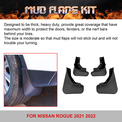 Fender Flares Mud Flaps Splash Guards Accessories Set For Nissan Rogue 2021-2022