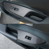 4pcs for Honda Accord 2013-2017 Door Window Lift Switch Panel Cover Trim, Carbon Fiber Look Stainless Steel Car Door Window Lock Panel Switch Bezel Cover Driver Passenger Side