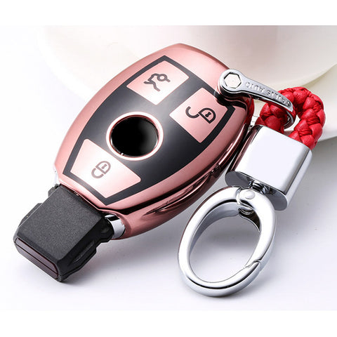 Blue/ Red/ Silver/ Rose Gold TPU Full Sealed Smart Key FOB Cover Case For Mercedes Benz C E G S M CLS CLK Class