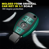 For Mercedes 3 Button Green Smart Key Fob Cover Case Shell Protect Leather TPU