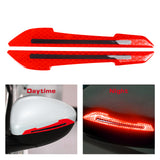 Car Side Door Marker Rearview Mirror Edge & Door Handle Protector Guard Cover Warning Sticker Set, Carbon Fiber Pattern w/ Reflective Safety Strip (Red)