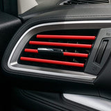 10pcs Car Accessories Interior Soft PVC AC Air Conditioner Outlet Overlay Strip Decoration Cover Trim Kit Universal Fit, Red