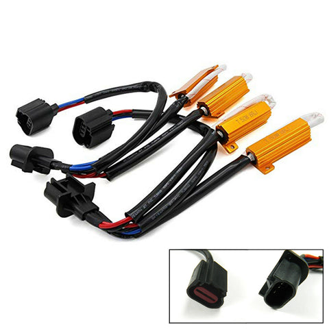 2pcs H13 9008 LED Load Resistor Kit HID Relay Harness Decoder CAN-bus Anti Flicker Hyper Flash Wiring Canceler