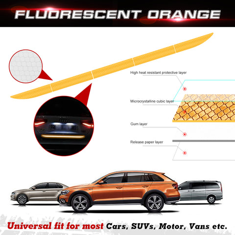 Orange Glowing Reflective Rear Bumper Guard Anti-Scratch Sticker Strips for Cars