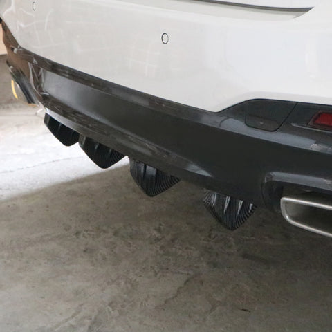 Car Rear Lower Bumper Wing Lip Diffuser Splitter Spoiler 4 PCS Shark Fins Universal Fit - Carbon Fiber