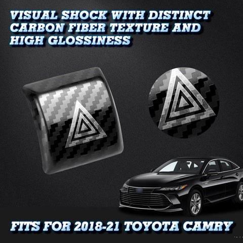Carbon Fiber Style Stainless Emergency Light Switch Cover Trim For Toyota Camry 2018-2020