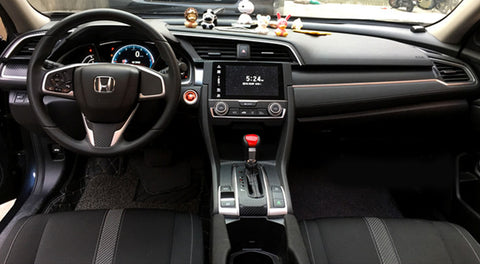 Red Interior Gear Shift Knob Cover Decorative Trim for Honda Civic 10th Gen 2016 2017 2018 2019 2020 Automatic Transmission