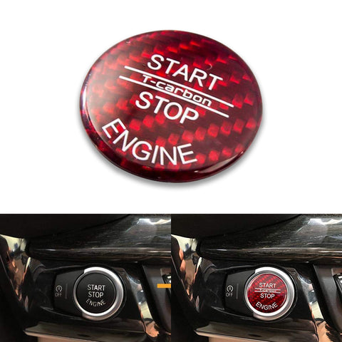 Red Carbon Fiber Keyless Start Stop Button Trim Cover Cap For BMW 1 2 3 4 5 6 7 X1 X3 X4 X5 X6 F30 F10 F01 F32 F15 F25 G30 G31 G11 G12