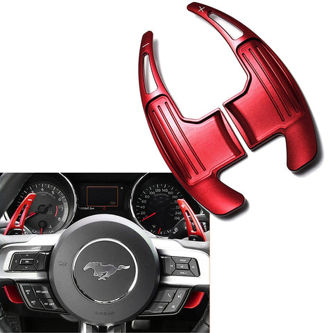 One Set Aluminum Red Steering Wheel DSG Paddle Shifter Direct Fit Ford Mustang 2015 2016 2017