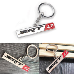 1x HEMI SRT 8 3D Chrome Keychain Ring 3D Key Chain Nameplate Emblem for Mustang Dodge Chrysler