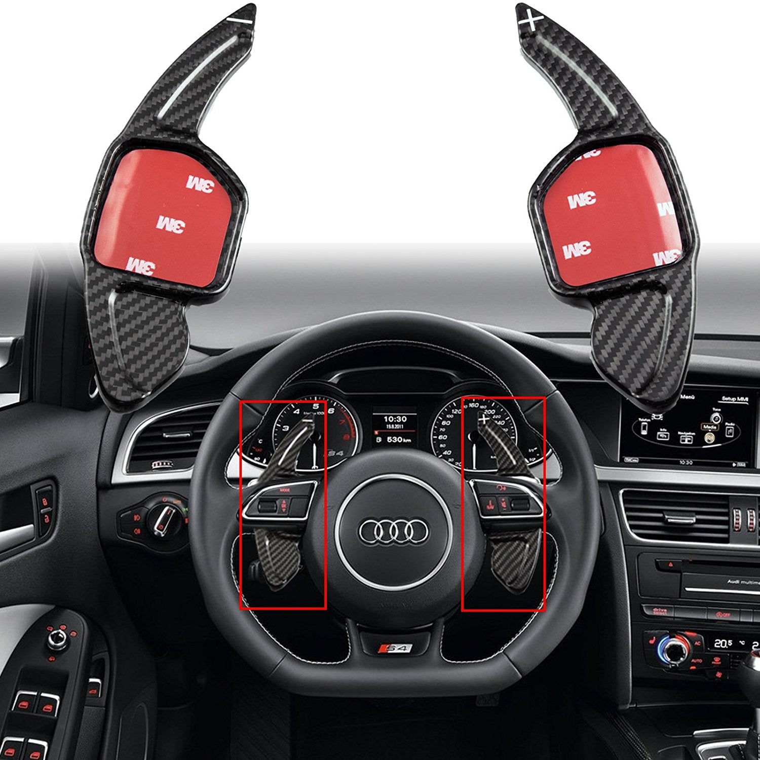 Real Glass Fiber Steering Wheel Paddle Shifter Extensions For Audi A4/S4  2017-2019, A3/S3/Q7 2017-2024, A5/S5/Q5/SQ5 2018-2024, Q3/Q8 2019-2024