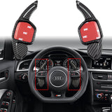 Black/ Red Real Carbon Fiber Steering Wheel Shifter Gear Paddle DSG Extensions For Audi A4L A6L