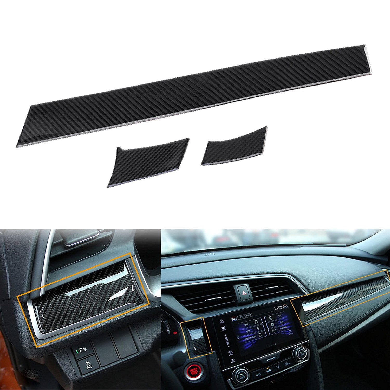 Carbon Fiber Dashboard Cover Sticker For Honda Civic 10th Gen - Interior  Mouldings